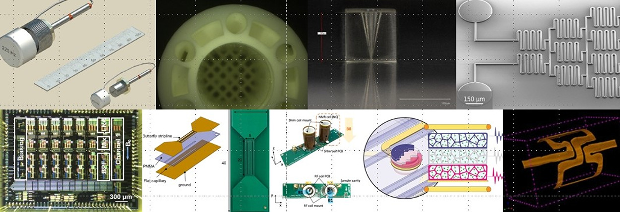 Mikrotechnologie-Komponenten und Schaltkreise in einer wissenschaftlichen Anordnung.