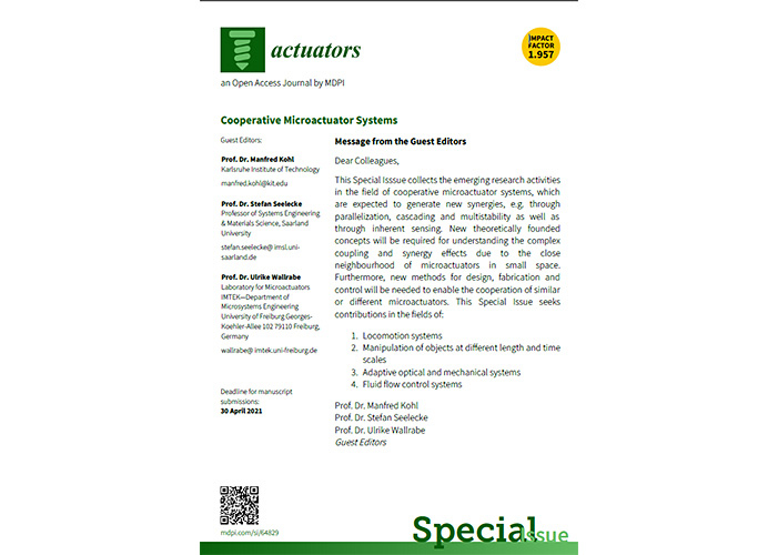Special Issue on Cooperative Microactuator Systems in Actuators (MDPI) 