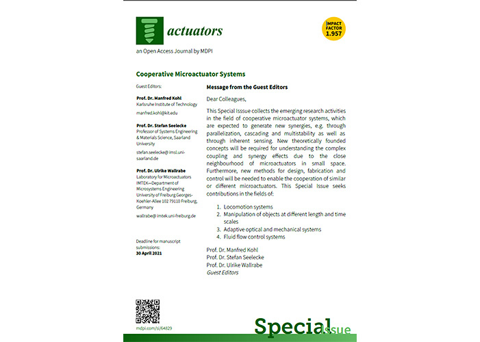 Special Issue on Cooperative Microactuator Systems in Actuators (MDPI)